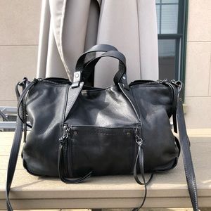 Kooba black leather crossbody bag with top handles